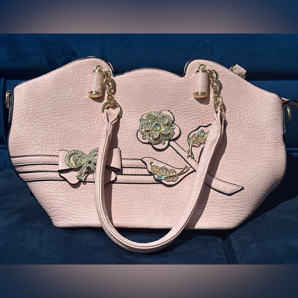 Elegant Accent Pink Handbag with Gold touches